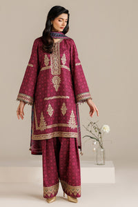 JAZMIN-3PC LAWN PRINTED EMBROIDERED SHIRT WITH BLOSSOM PRINT DUPATTA AND PRINT EMB TROUSER-BIC-005