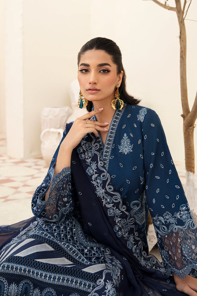 AFROZE-3PC LAWN EMBROIDERED SHIRT WITH CHIFFON EMBROIDERED DUPATTA AND TROUSER-BIC-3596
