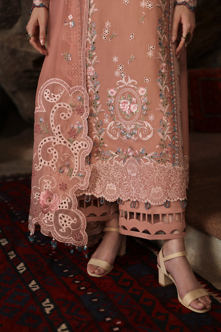 QALAMQAR-3PC LAWN EMBROIDERED SHIRT WITH KHAADI NET EMBROIDERED DUPATTA AND TROUSER-BIC-4754