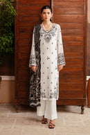 SERAN-3PC DHANAK EMBROIDERED SHIRT WITH COUTURE PRINTED SHAWL & TROUSER-BIC-3385