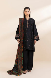 SAPPHIRE-3PC DHANAK EMBROIDERED SHIRT WITH COURTRAI PRINTED SHAWL & TROUSER-BIC-4242