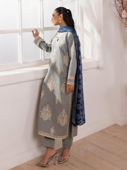 MOHAGNI-3PC LAWN EMBROIDERED SHIRT WITH MONARK PRINTED DUPATTA AND TROUSER-BIC-3741