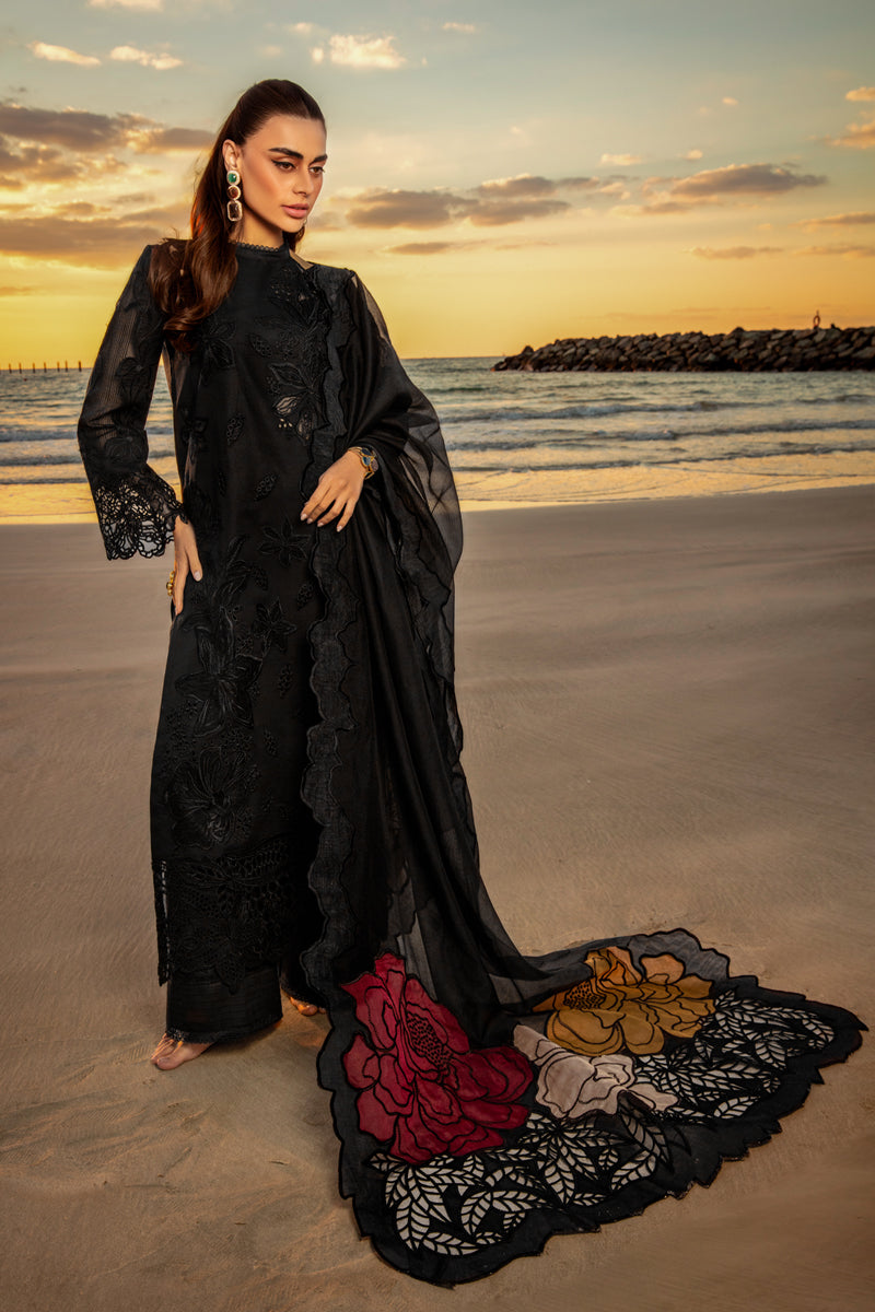 RANG RASIYA-3PC LAWN LASER WORK EMB SHIRT WITH ORGANZA EMBROIDERED DUAPATTA AND TROUSER-BIC-4544