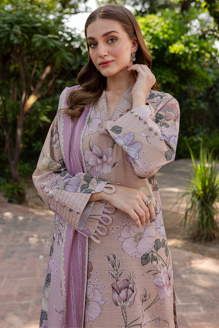 BAROQUE-3PC KHADDAR PRINTED SHIRT WITH KHADDAR PRINTED DUPATTA AND PRINT TROUSER-BIC-2644