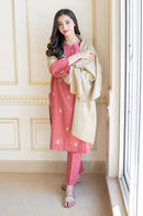 AISLING - 3PC DHANAK EMBROIDERED SHIRT WITH DHANAK SHAWL AND TROUSER-BIC-4014