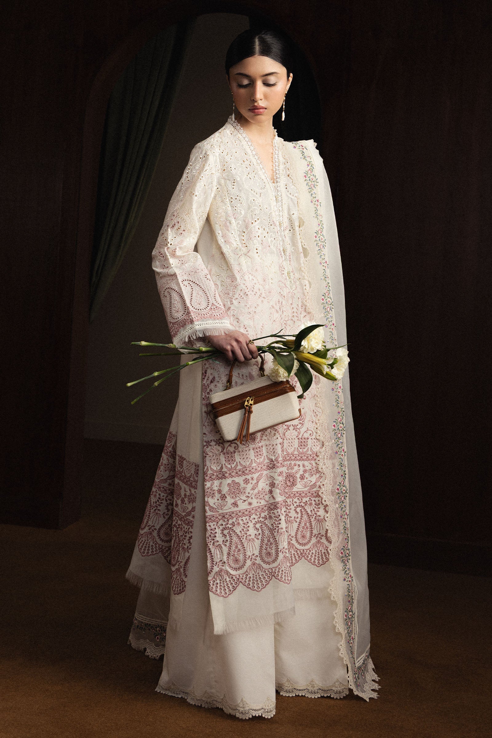 ZARA SHAHJAHAN-3PC LAWN EMBROIDERED SHIRT WITH KHADDI NET EMB DUPATTA AND EMB TROUSER-BIC-4893