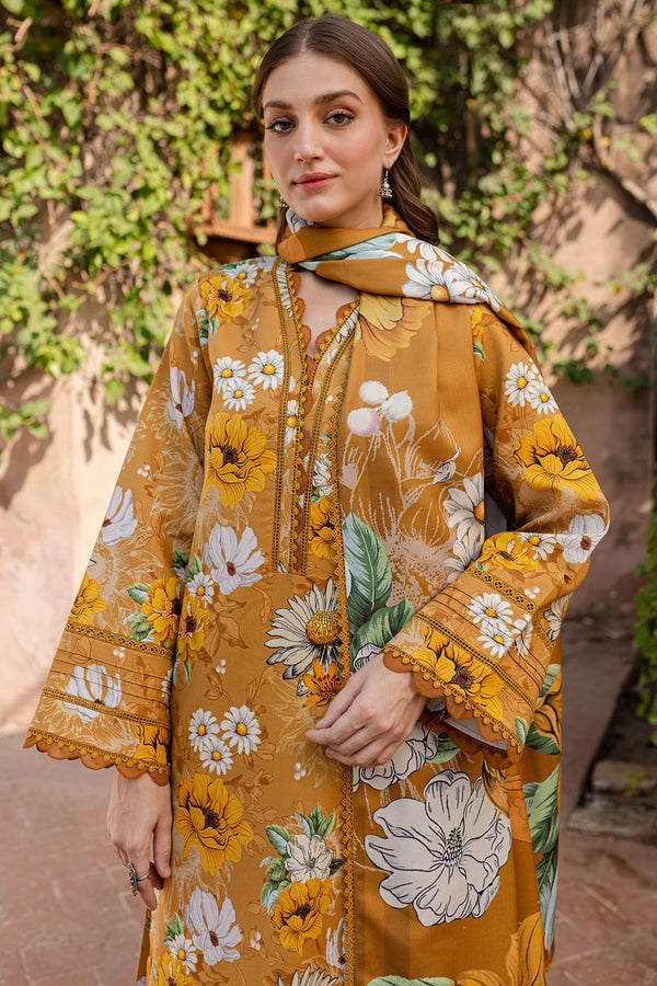 BAROQUE-3PC KHADDAR PRINTED SHIRT WITH KHADDAR PRINTED DUPATTA AND PRINT TROUSER-BIC-2642