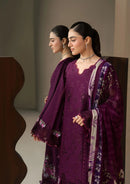 ELAF-3PC DHANAK EMBROIDERED SHIRT WITH COUTRAI PRINTED SHAWL AND TROUSER-BIC-5253