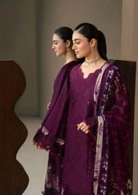 ELAF-3PC DHANAK EMBROIDERED SHIRT WITH COUTRAI PRINTED SHAWL AND TROUSER-BIC-5253