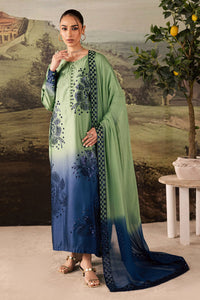NUREH-3PC SHAMOZE SILK PRINTED EMBROIDERED SHIRT WITH SOFT SILK PRINTED EMB DUPATTA & TROUSER BIC-