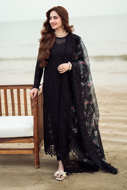 NUREH-3PC LAWN CHIKENKARI LASER EMBROIDERED SHIRT WITH ORGANZA EMBROIDERED PRINT DUPATTA-3667-EID FESTIVE-