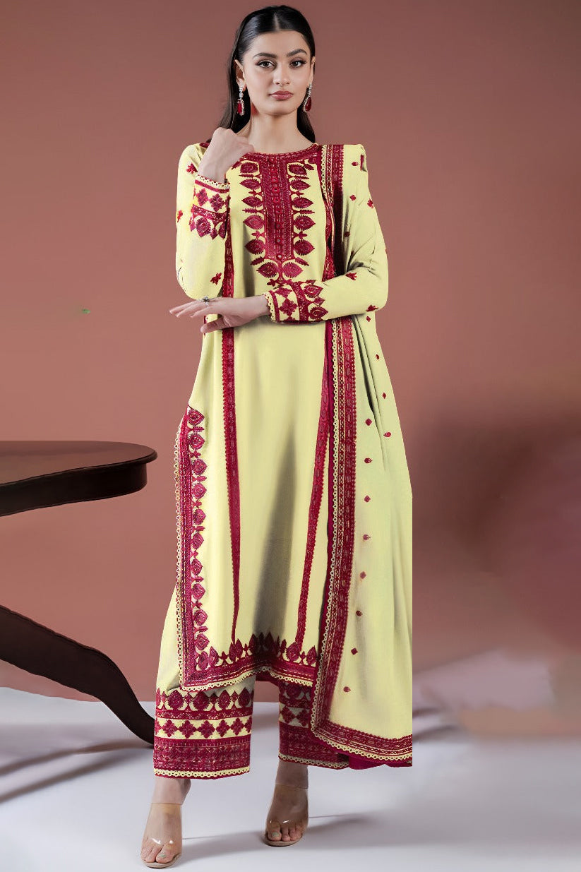ASIM JOFA-3PC LAWN EMBROIDERED SHIRT WITH LAWN EMBROIDERED DUPATTA AND LAWN TROUSER-BIC-3563 A