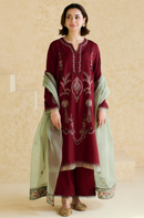 ZARA SHAHJAHAN - 3PC LAWN EMBROIDERED SHIRT WITH ORGANZA EMBROIDERED DUPATTA AND TROUSER -BIC-3827