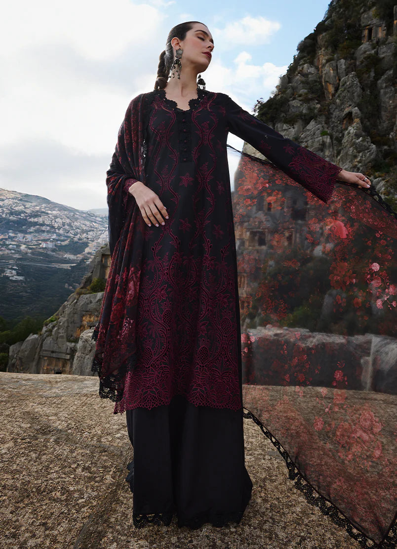 IMAGE-3PC LAWN EMBROIDERED SHIRT WITH CHIFFON PRINTED DUPATTA AND TROUSER-BIC-4543