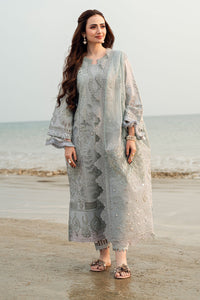 NUREH-3PC DHANAK LASER WORK EMBROIDERED SHIRT WITH CHIFFON EMBROIDERED DUPATTA & TROUSER-BIC-4214