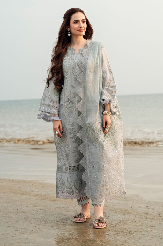 NUREH-3PC LAWN LASER EMBROIDERED SHIRT WITH MONARK EMBROIDERED DUPATTA-3691