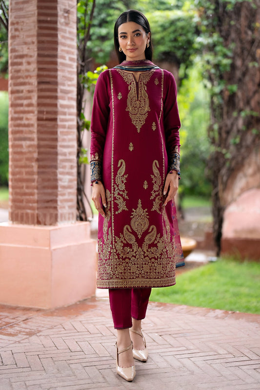 JAZMIN-3PC LAWN EMBROIDERED SHIRT WITH MONARK PRINT DUPATTA AND TROUSER-BIC-3560