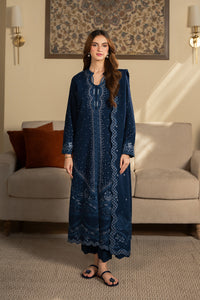 SAPPHIRE-3PC DHANAK EMBROIDERED SHIRT WITH DHANAK EMBROIDERED SHAWL AND TROUSER-BIC-4392