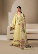 ELAF-3PC DHANAK EMBROIDERED SHIRT WITH COUTRAI PRINTED SHAWL AND TROUSER-BIC-5221