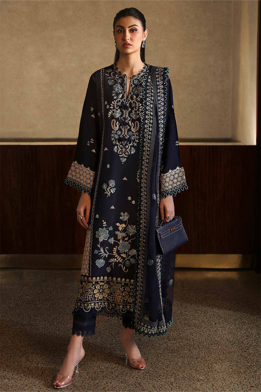ZAHA-3PC DHANAK EMBROIDERED SHIRT WITH DHANAK EMBROIDRED SHAWL & TROUSER -BIC-4181