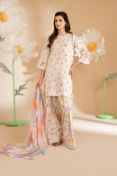 IZNIK-3PC LAWN PRINTED EMB SHIRT WITH SILK PRINTED DUPATTA AND PRINTED TROUSER-BIC-052