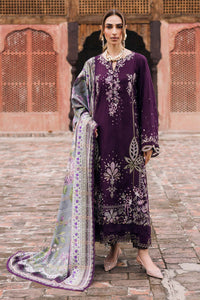 NUREH-3PC DHANAK EMBROIDERED SHIRT WITH COURTRAI PRINTED SHAWL & TROUSER-BIC-4351