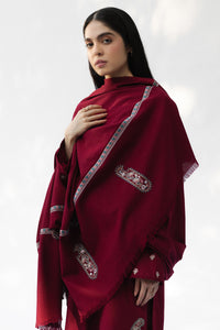 ZARA SHAHJAHAN-3PC DHANAK EMBROIDERED SHIRT WITH DHANAK EMBROIDERED SHAWL AND TROUSER-BIC-5021