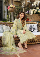 ELAF-3PC LAWN CHIKANKARI EMBROIDERED SHIRT WITH KHAADI NET EMB DUPATTA AND EMB TROUSER-BIC-4601