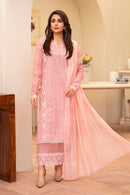 MIRAKHI-3PC LAWN CHIKENKARI EMBROIDERED SHIRT WITH LAWN TUBE SLUB DUPATTA-BIC-
