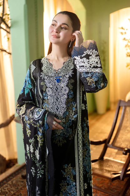 JADE-3PC DHANAK  EMBROIDERED SHIRT WITH COUTRAI PRINTED SHAWL & DHANAK TOUSER-BIC-4227
