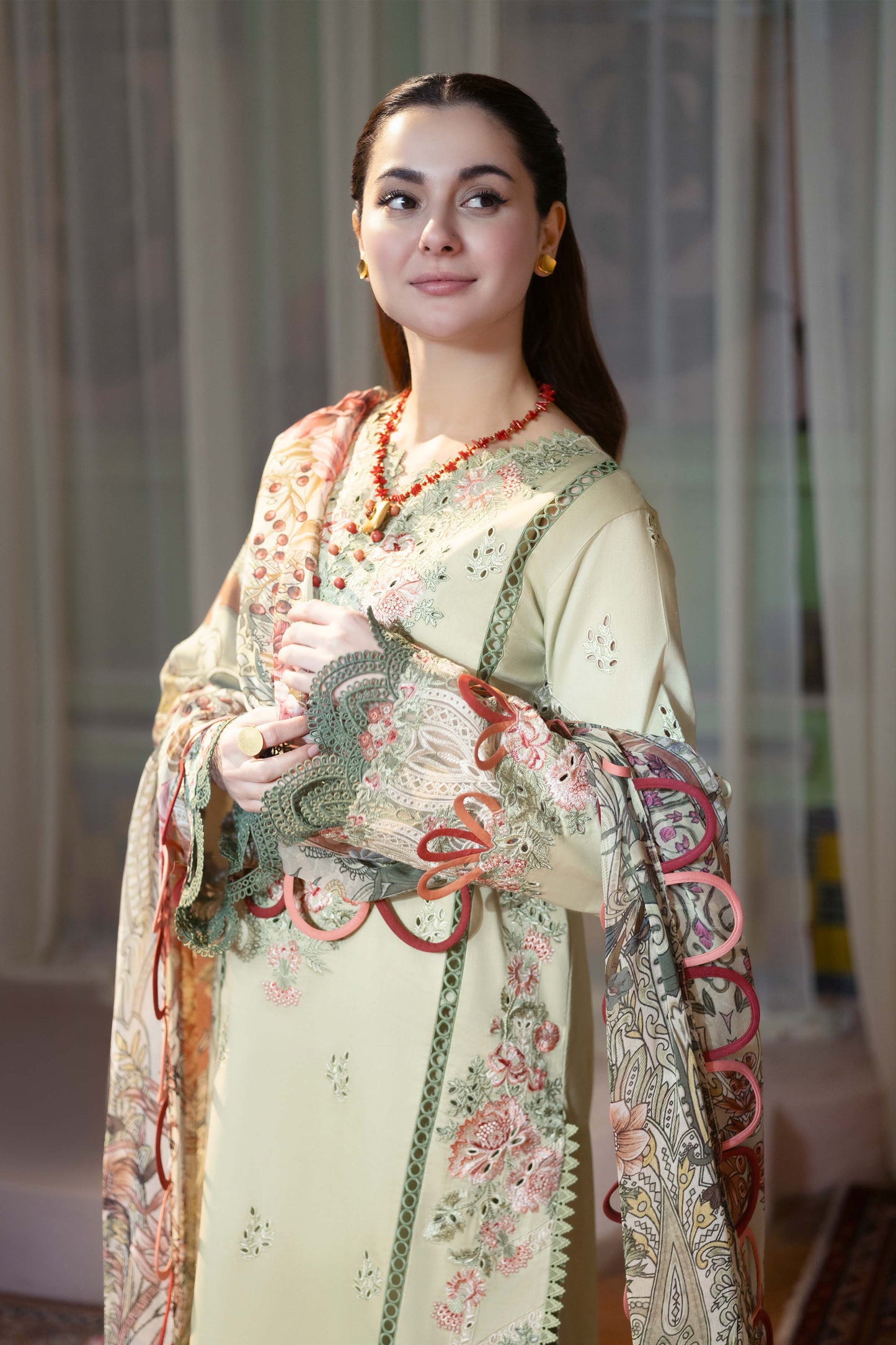 JADE - 3PC LAWN EMBROIDERED SHIRT WITH CHIFFON PRINTED DUPATTA AND TROUSER-BIC-3792