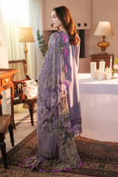 JADE-3PC DHANAK CHIKAN EMBROIDERED SHIRT WITH COURTRAI PRINTED SHAWL AND TROUSER-BIC-4166