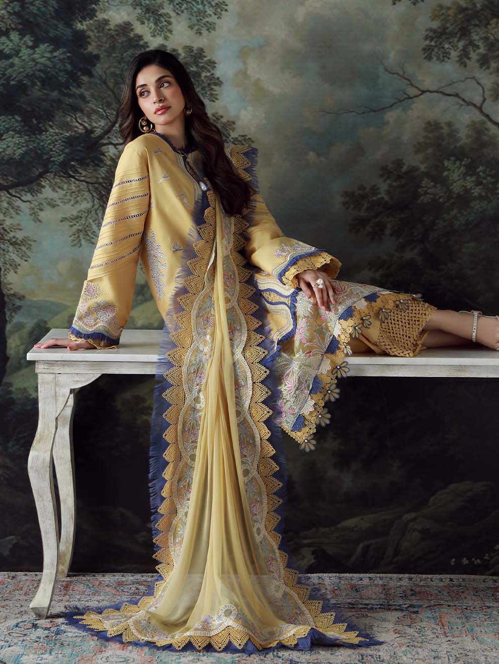 JADE - 3PC LAWN HEAVY EMBROIDERED SHIRT WITH CHIFFON EMBROIERED DUPATTA AND EMB TROUSER-BIC-3802