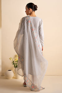 CROSS STITCH-3PC DHANAK EMBROIDERED SHIRT WITH ORGANZA EMBROIDRED DUPATTA AND TROUSER-BIC-3205
