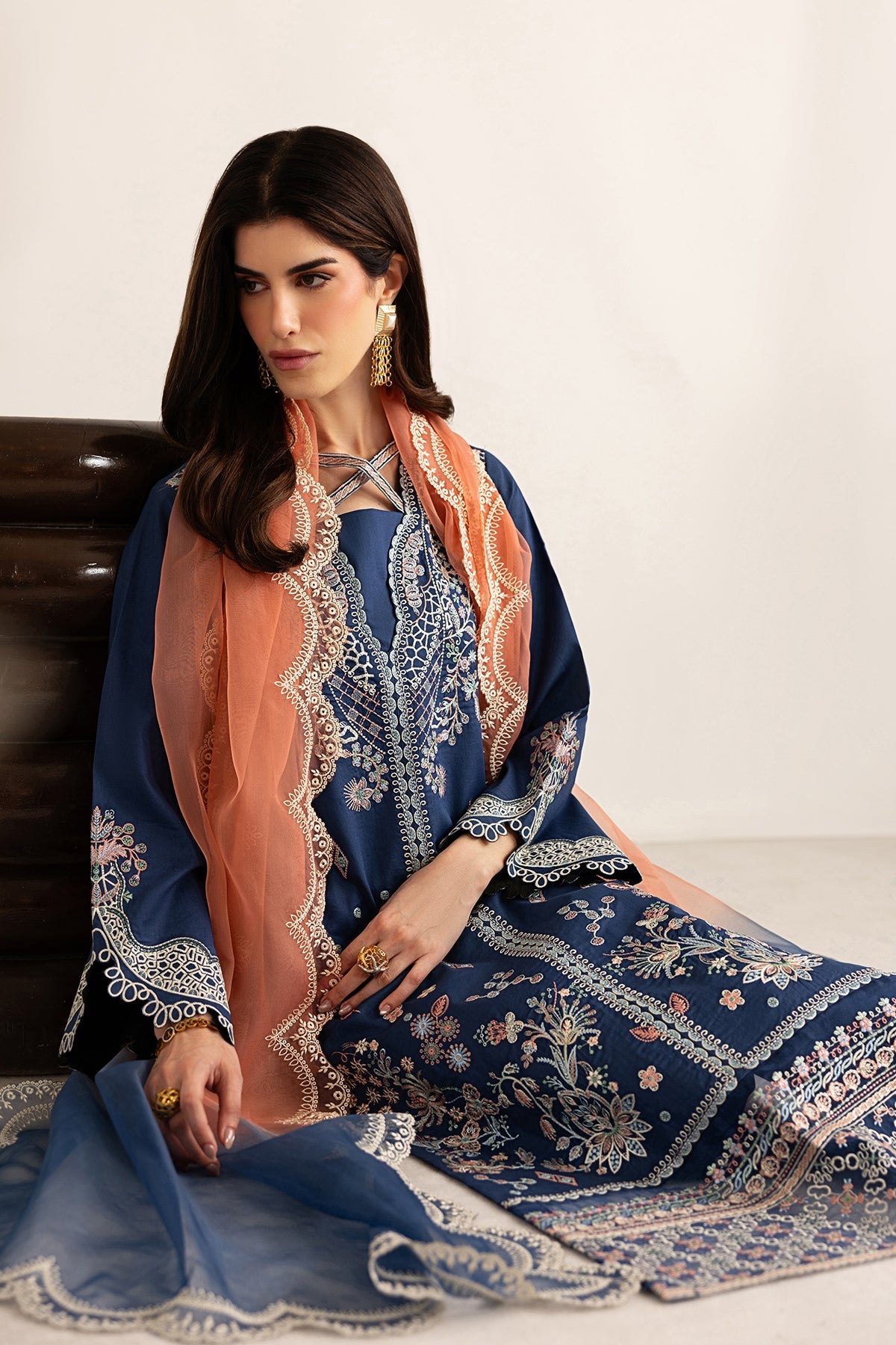 GARNET-3PC LAWN EMBROIDERED SHIRT WITH ORGANZA TYE&DYE EMB DUPATTA AND TROUSER-BIC-4894