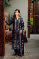 QALAMQAR-3PC DHANAK EMBROIDERED SHIRT WITH DHANAK EMBROIDERED SHAWL AND TROUSER-BIC-5041