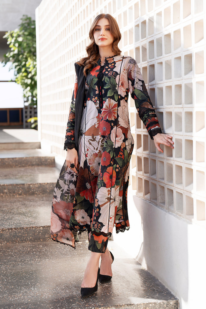 BAROQUE-3PC KHADDAR PRINTED SHIRT WITH KHADDAR PRINTED DUPATTA AND PRINT TROUSER-BIC-2623