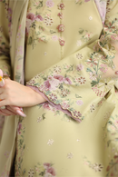 IZNIK-3PC LAWN PRINTED EMB SHIRT WITH SILK PRINTED DUPATTA AND TROUSER-BIC-041