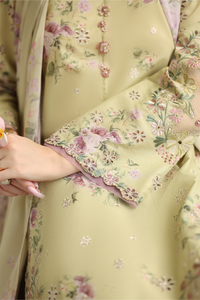 IZNIK-3PC LAWN PRINTED EMB SHIRT WITH SILK PRINTED DUPATTA AND TROUSER-BIC-041