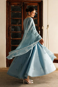 IZNIK-3PC LAWN CHIKANKAARI EMB FROCK WITH CHIFFON PRINTED DUPATTA & DYED TROUSER-BIC-4887