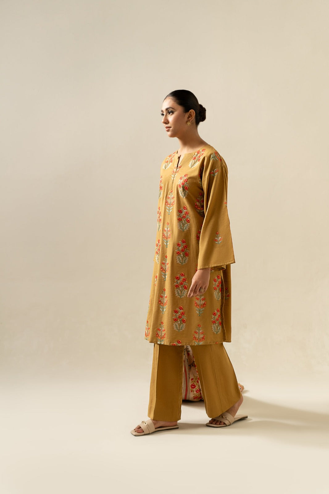 Sapphire- 3PC Dhanak Embroidered Shirt With  Twil Print Wool Shawl & Trouser-BIC-3355