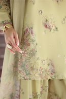 IZNIK-3PC LAWN PRINTED EMB SHIRT WITH SILK PRINTED DUPATTA AND TROUSER-BIC-041