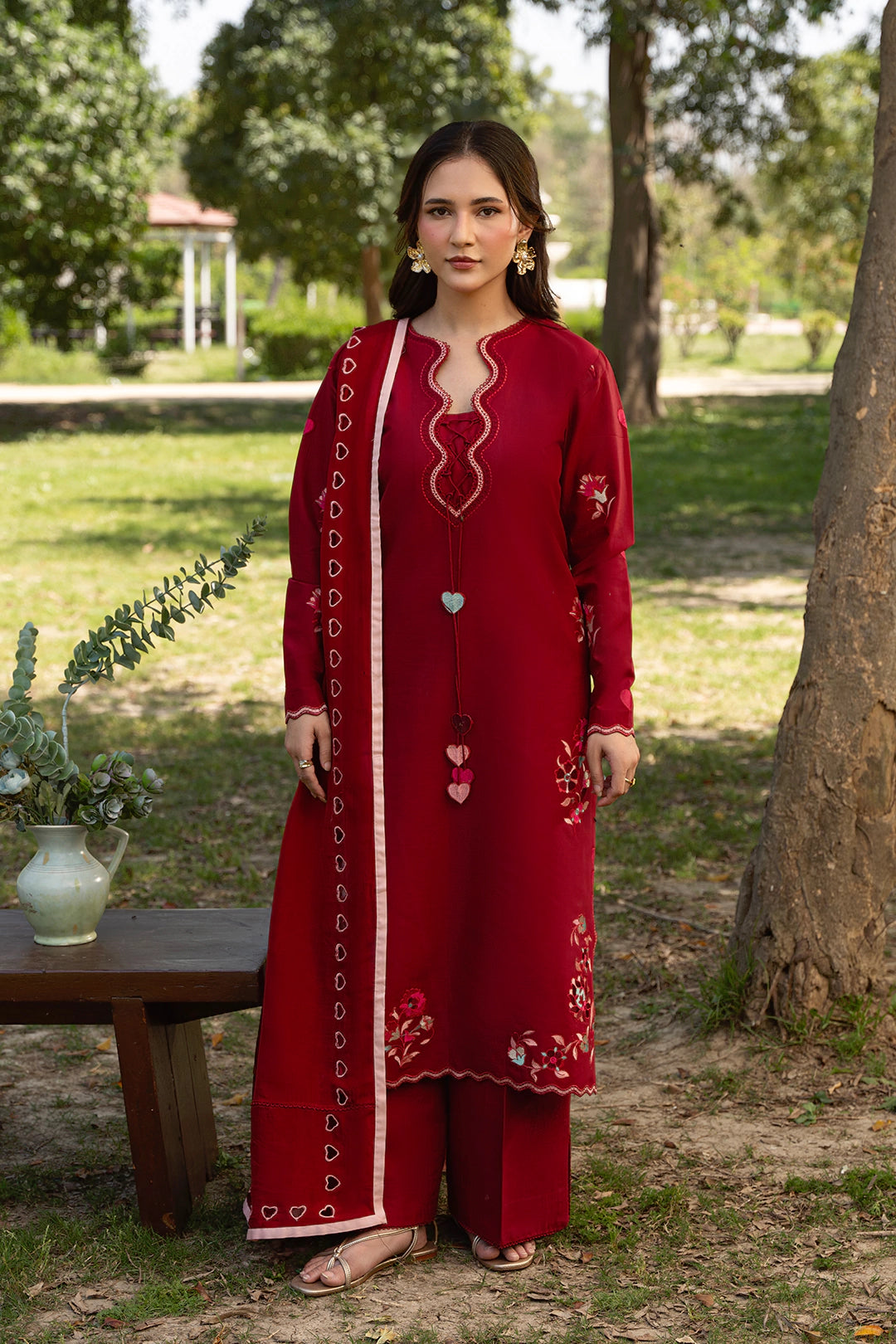 MANNAT-3PC DHANAK EMBROIDERED SHIRT WITH CHIFFON EMBROIDERED DUPATTA AND TROUSER-BIC-5248