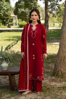 MANNAT-3PC DHANAK EMBROIDERED SHIRT WITH CHIFFON EMBROIDERED DUPATTA AND TROUSER-BIC-5248