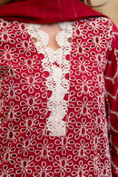MIRAKHI-3PC LAWN CHIKENKARI EMBROIDERED SHIRT WITH LAWN TUBE SLUB DUPATTA-BIC-6500