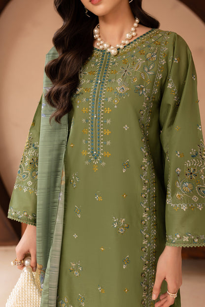 BATIK-3PC LAWN EMBROIDERED SHIRT WITH MONARK PRINT DUPATTA AND EMB TROUSER-BIC-3700