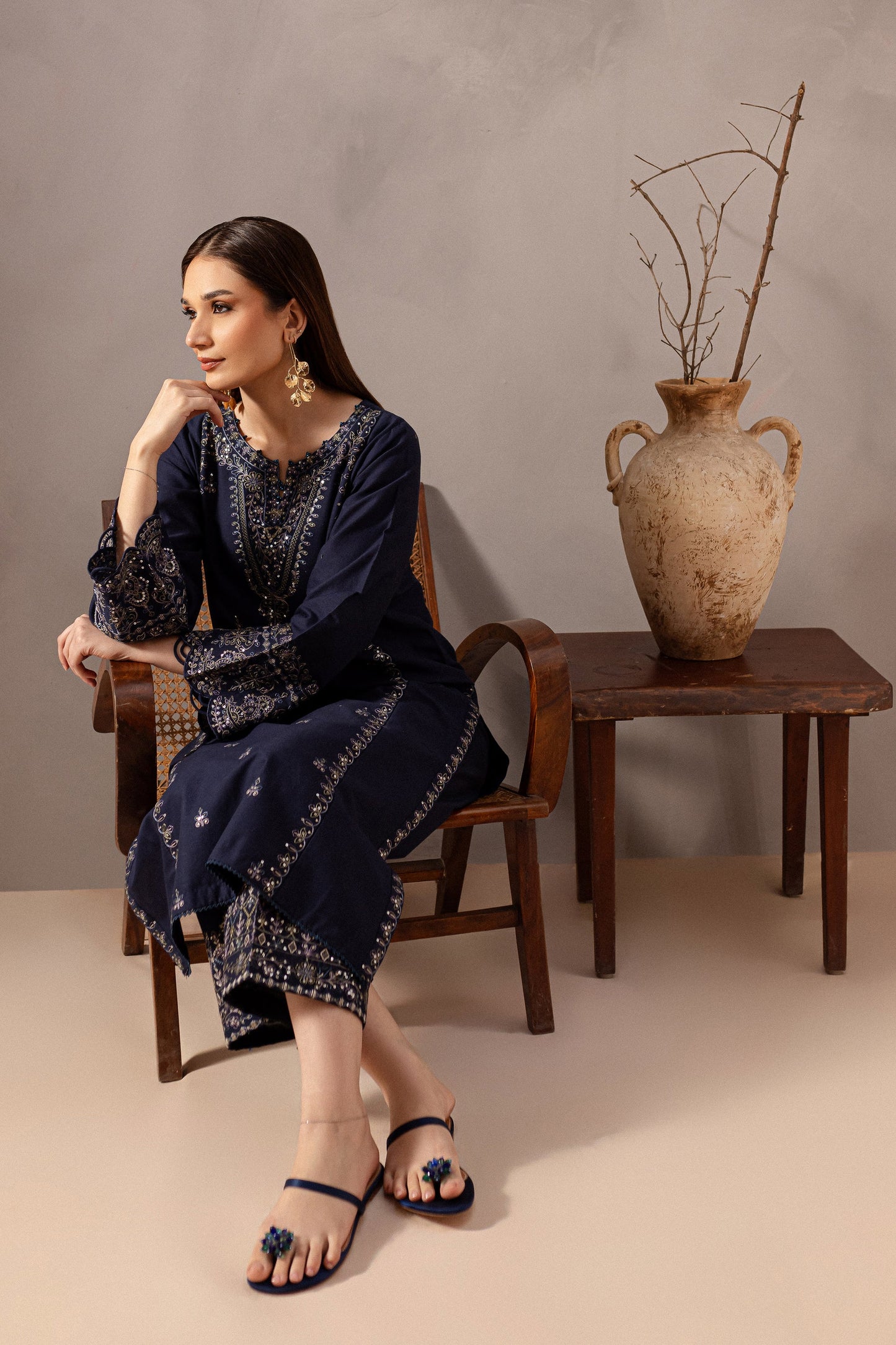 BATIK-2PC SEQUIN LAWN EMBROIDERED SHIRT WITH SEQUIN LAWN EMBROIDERED TROUSER-BIC-3475