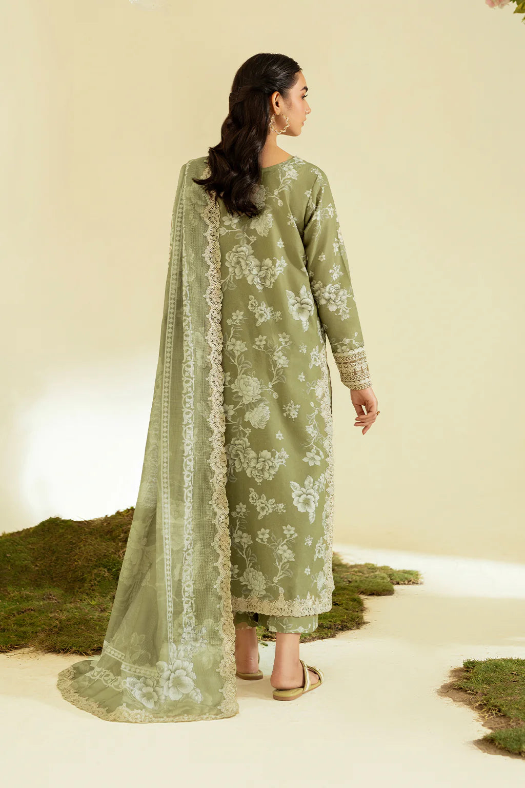 IZNIK-3PC LAWN DIGITAL PRINTED EMB SHIRT WITH SILK PRINTED EMB DUPATTA AND PRINTED TROUSER-BIC-001