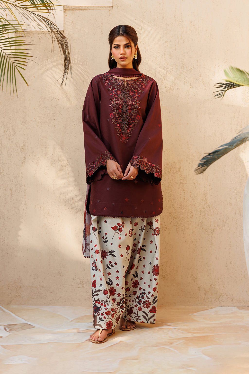 IZNIK-3PC LAWN EMBROIDERED SHIRT WITH SILK PRINTED DUPATTA AND PRINTED TROUSER-BIC-057