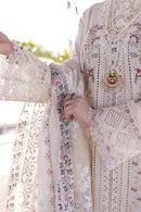 QALAMQAR-3PC LAWN EMBROIDERED SHIRT WITH CHIFFOON PRINT DUPATTA AND EMB TROUSER-BIC-4652